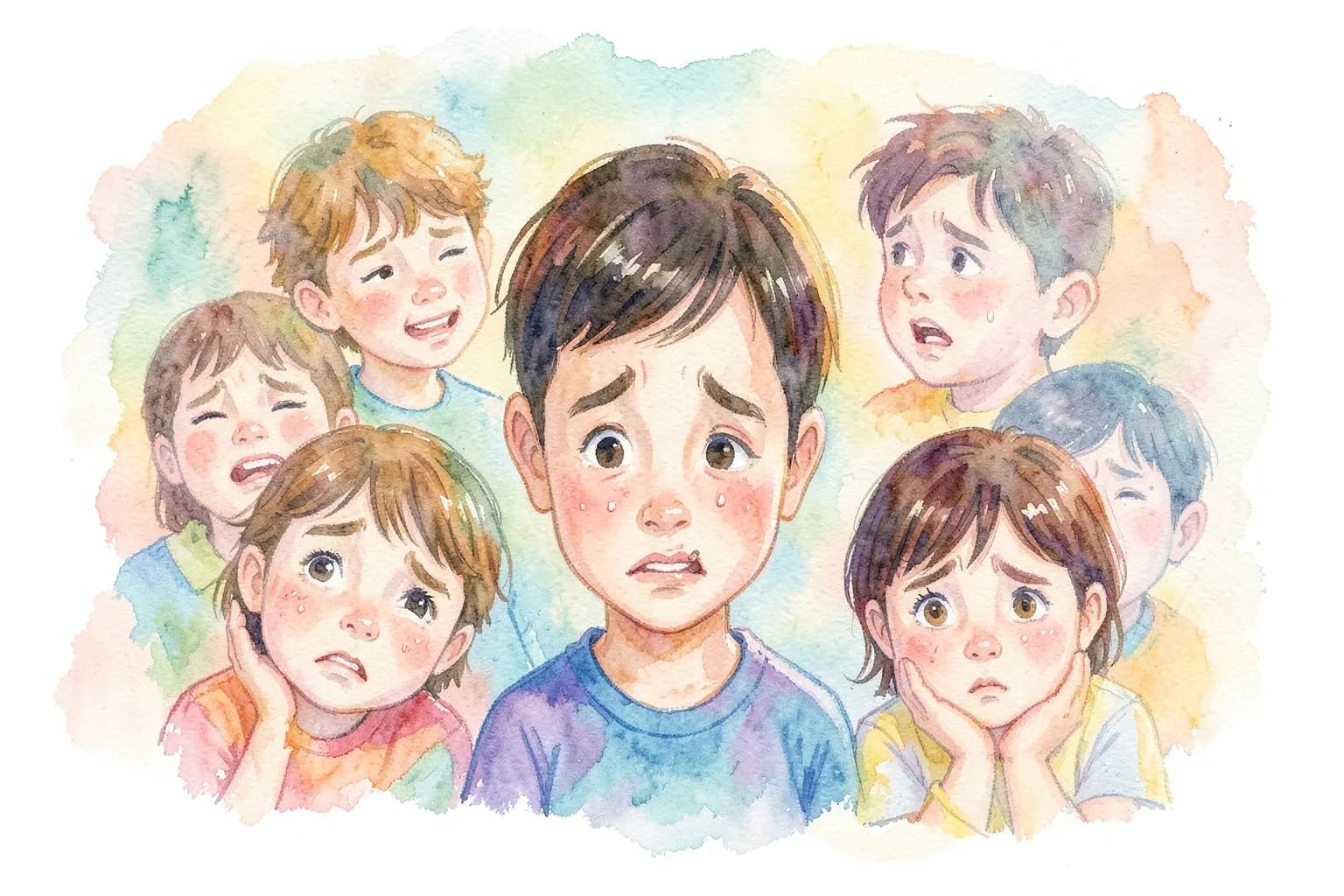 Capa de livro infantil com o título 'Como ajudar crianças a reconhecer e nomear seus sentimentos', com ilustrações coloridas de crianças expressando diferentes emoções.